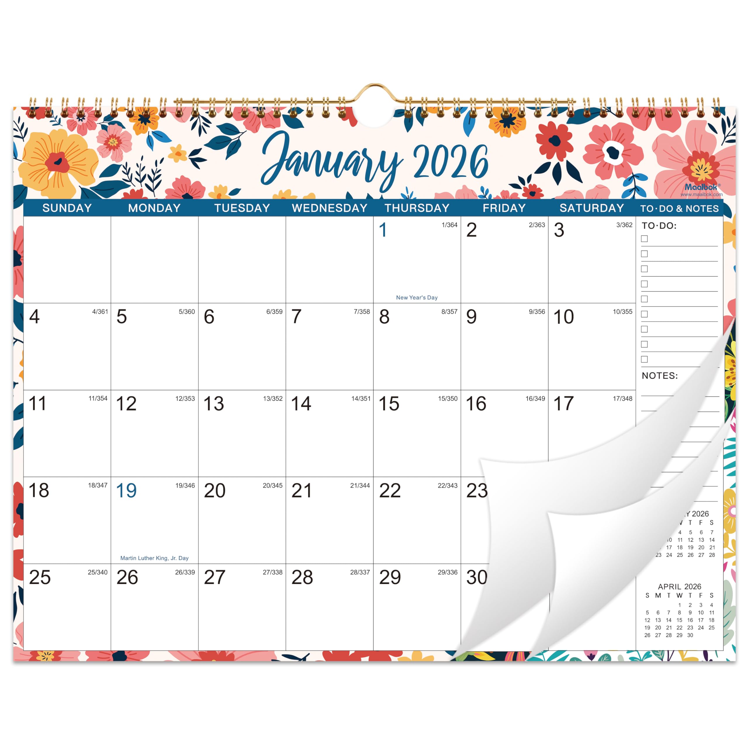 2026 Wall Calendar - Jan 2026 - Dec 2026, 12 Months Hanging